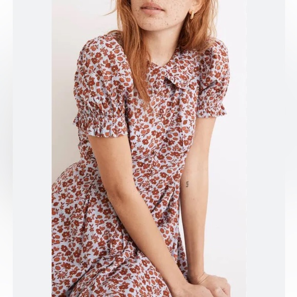 Madewell floral puff-sleeve collar dress - Picture 2 of 4